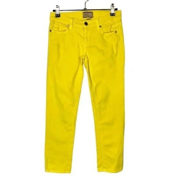Paige Sun Beam Yellow Roxie Capri Low Rise Skinny Jeans 24 - Picture 1 of 4